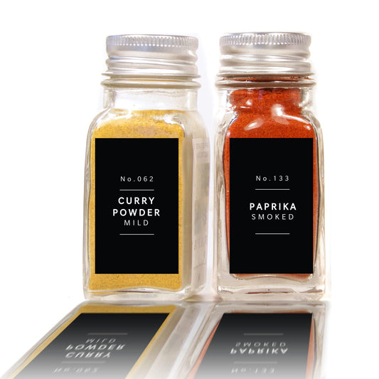 Lovable Labels Farmhouse Minimalist Black Spice Jar Labels - 184 Preprinted + 8 Blank Write-on Stickers Dishwasher Save & Waterproof Great for Spices and Seasonings Set to Organize Your Spice Rack