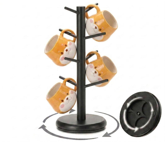 BAMBANG Mug Holder, 360° Rotating Mug Tree Holds 8 Coffee Cups, Space Saving Mug Rack with Stable Base for Kitchen Coffee Bar