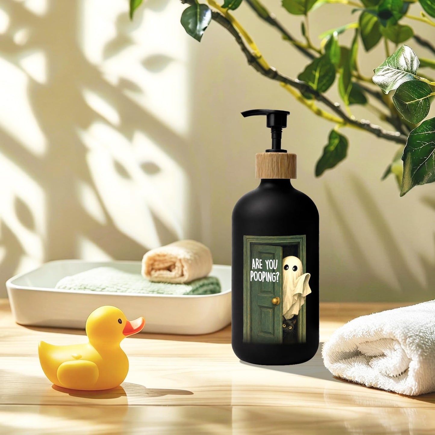 Stelloriellea Funny Halloween Bathroom Glass Soap Dispenser with Pump
