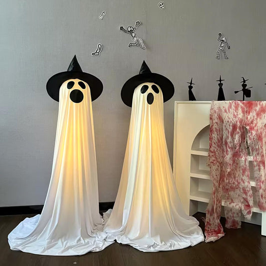 Justforjoyful 2 Packs Halloween Ghost Decor Outdoor Light up Ghost Kit Indoor Spooky Halloween Party Decorations for Front Porch Garden Lawn with Easy to Assemble Halloween Decorations