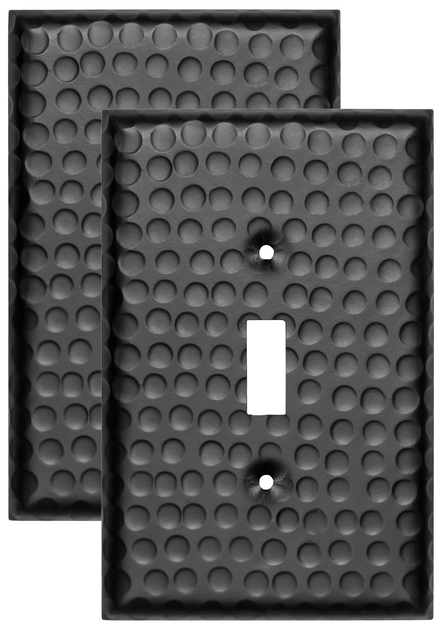 Monarch Abode Single Toggle Light Switch Cover Plate – 1-Gang Matte Black Outlet Covers, Hand Hammered Decorative Outlet Cover Wall Plates, Light Switch Plate Covers for Electric Outlets, Pack of 2