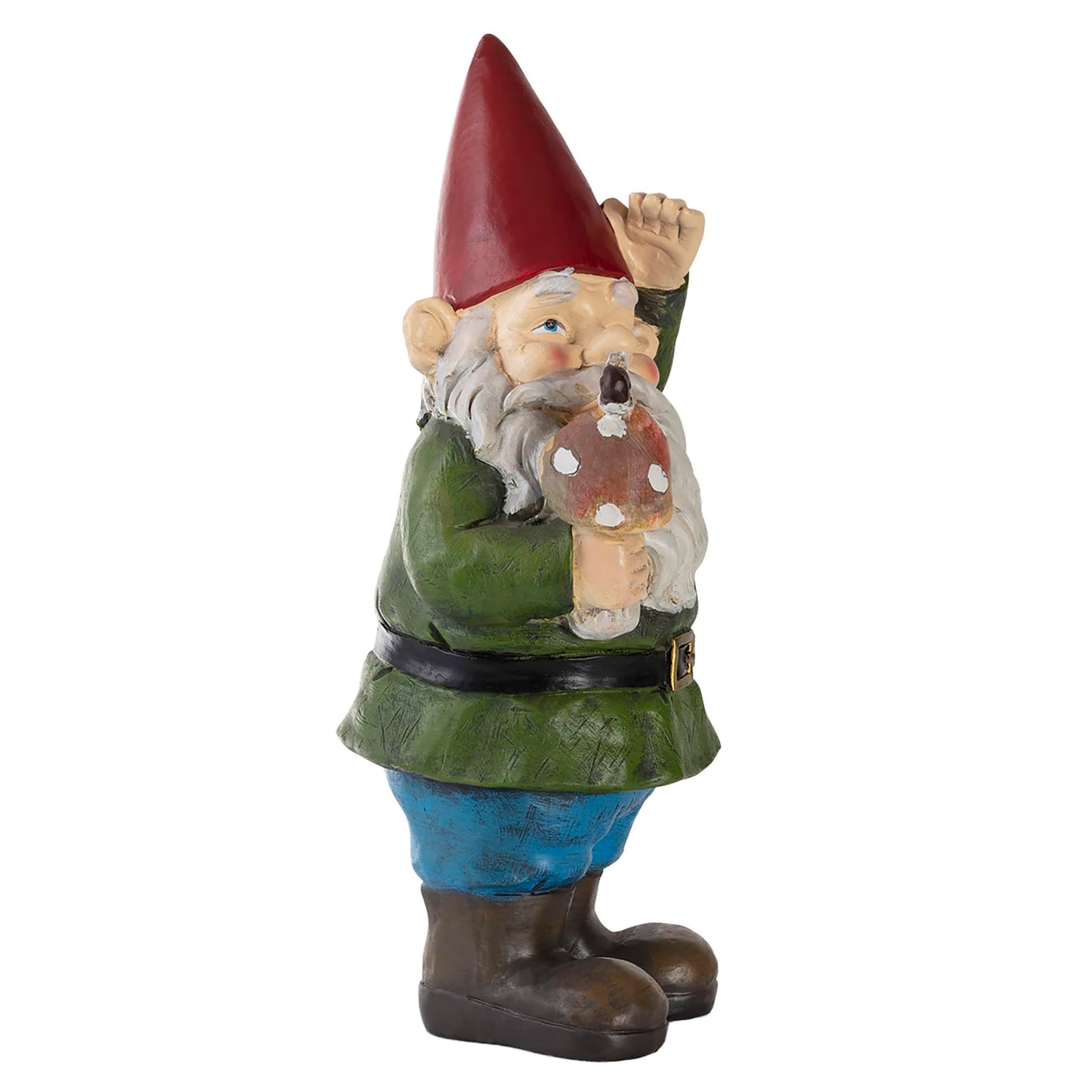 Alpine Corporation 12" Tall Outdoor Garden Gnome with Mushroom Yard Statue Decoration