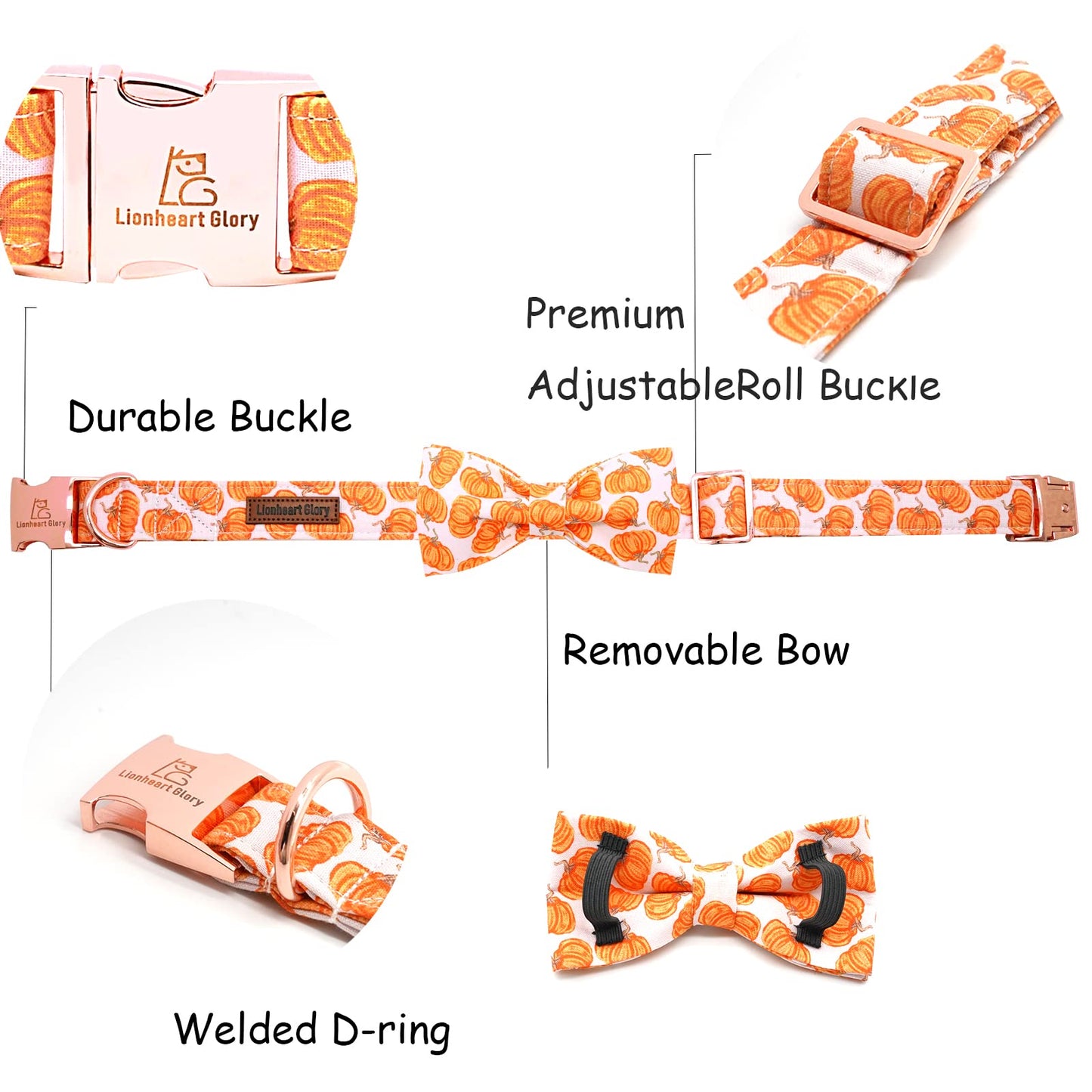 Lionheart Glory Halloween Dog Collars - Adjustable Heavy Duty Bowtie Collar for Large Dogs