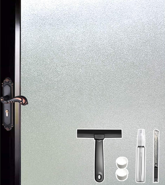 DUOFIRE Frosted Glass Window Privacy Film, Static Cling No Glue Heat Blocking, Renter-Friendly Removable Anti-UV Anti-Glare Decorative Covering for Home Bathroom Bedroom Office 35.4 x 78.7 in