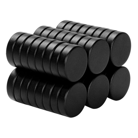 SMARTAKE 45 Pcs Refrigerator Magnets, Small Round Fridge Magnets, Multi-Use Premium Neodymium Office Magnets for Fridge, Whiteboard, Billboard in Home, Kitchen, Office and School (Black)
