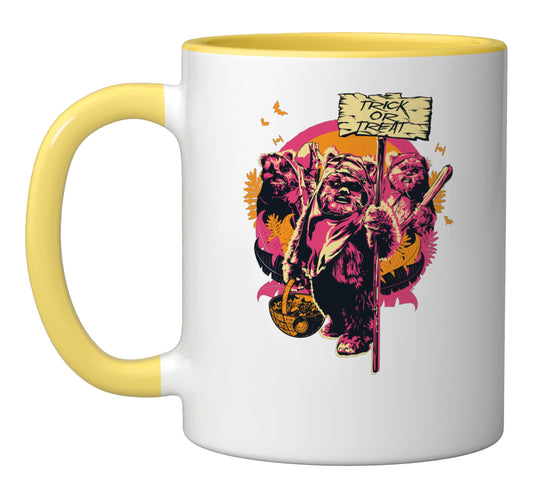 Star Wars Ewoks Wicket W. Warrick Trick or Treat Halloween Ceramic Mug, Yellow/White