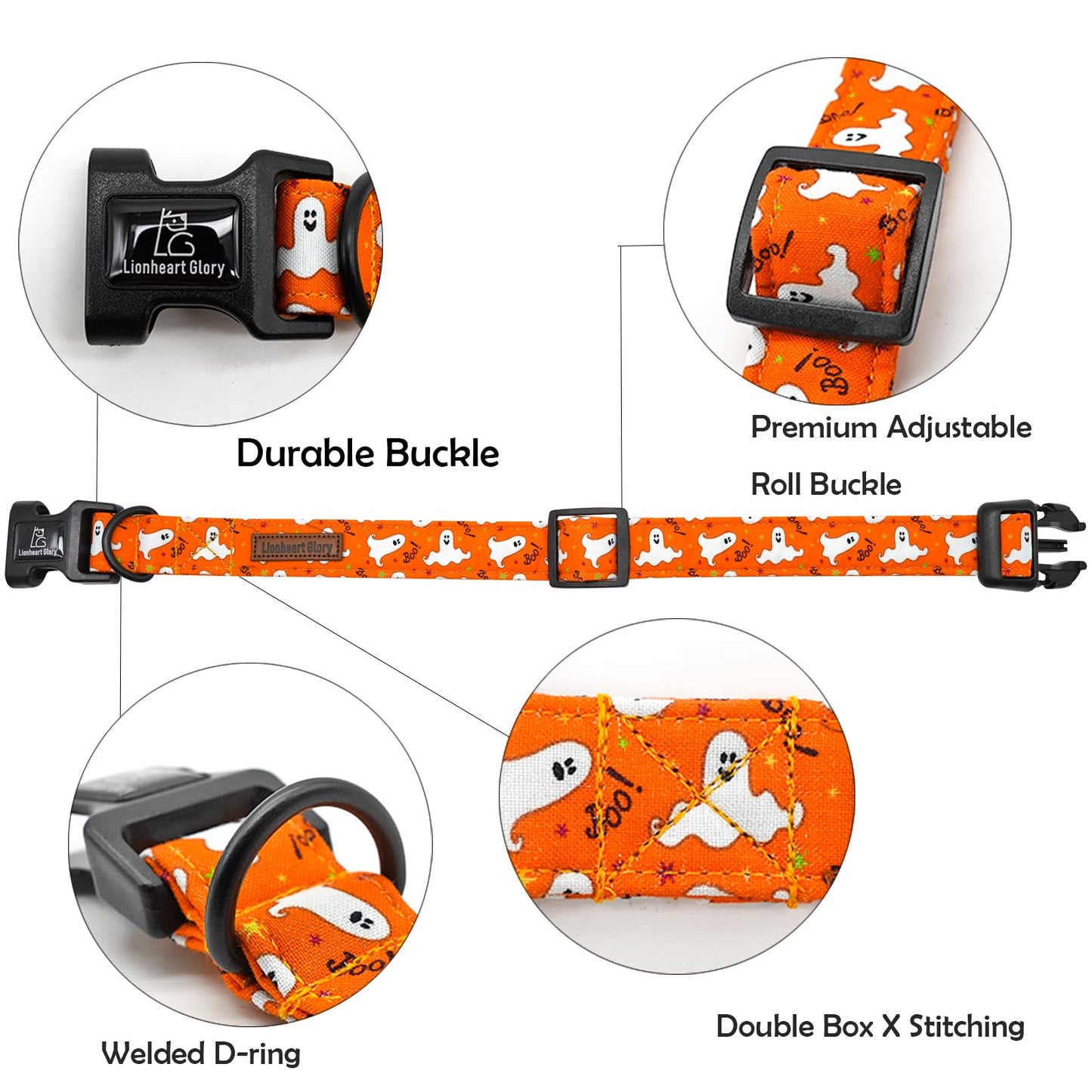 Lionheart glory Halloween Dog Collars Fall Dog Collars Heavy Duty Adjustable Dog Collar for Large Collar Dog Female or Male Dog Collar