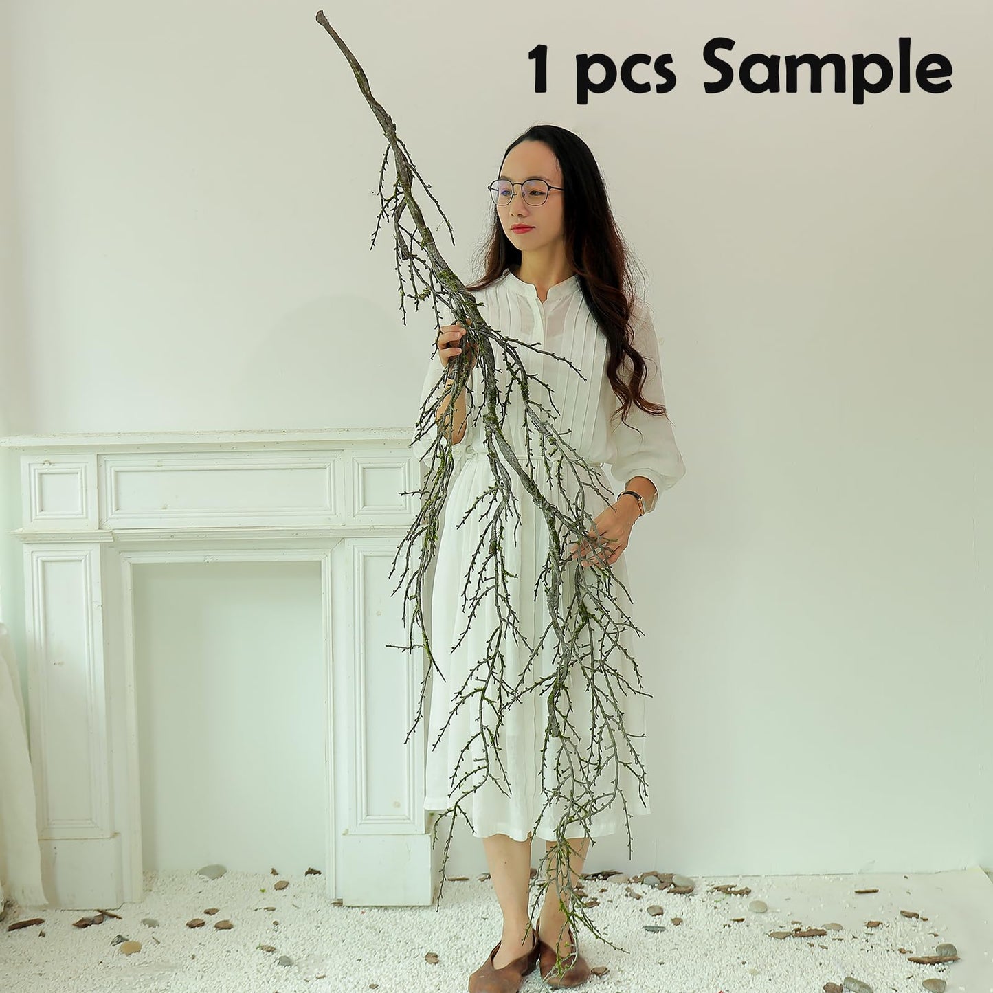 190cm/74.8inch Artificial Creepy Flexible Tree Branches Faux Grape Vines Garland Twigs with Moss Wood Craft for Halloween Door Wall Hanging Haunted Mansion Theme Outdoor Mantel Yules Decoration (2)