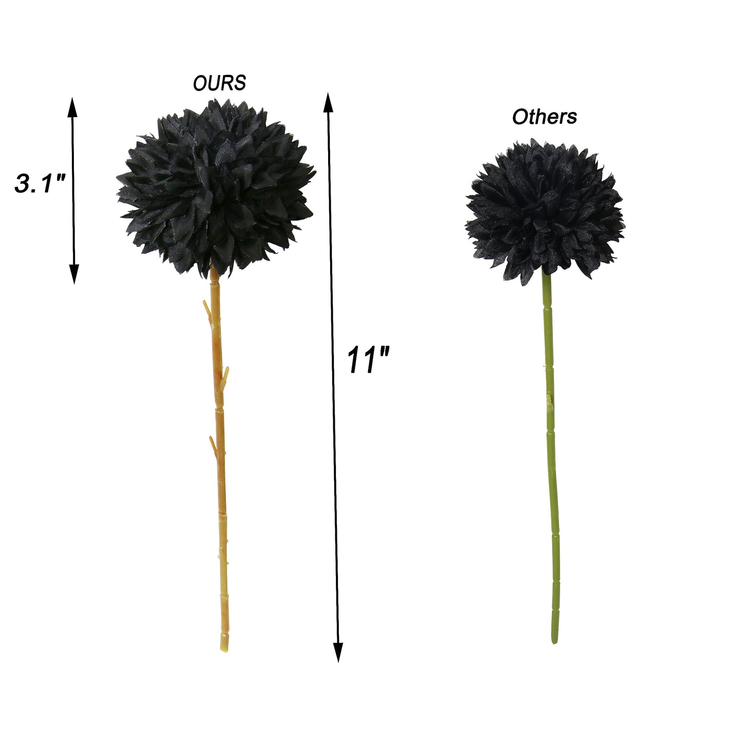 Tinsow 12 Pcs Faux Ball Chrysanthemum Bouquet Black Flowers for Home Halloween Party Fall Harvest Festival Decoration (Black, 12)