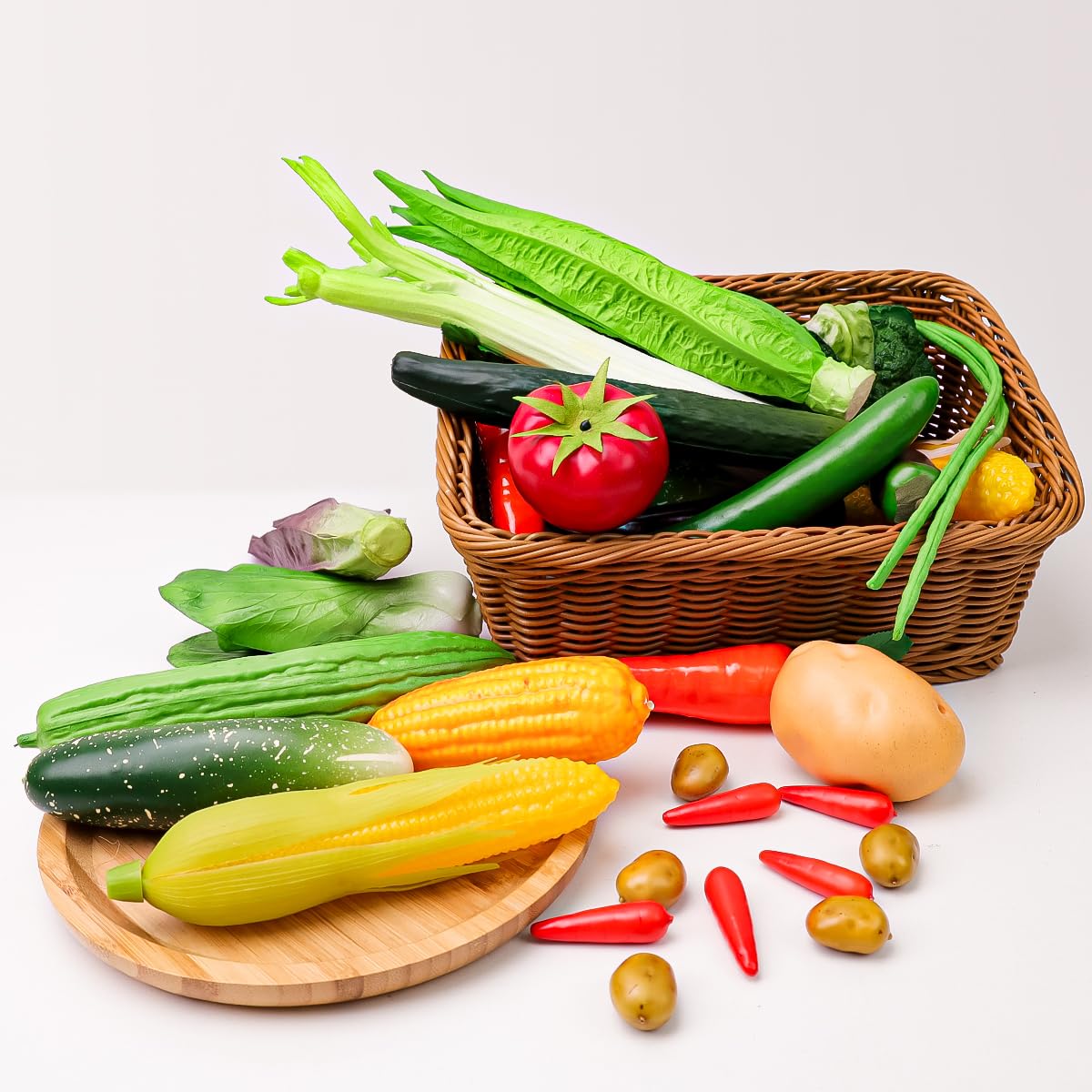 Meiwlong 22 Pcs Fake Vegetables,Realistic Artificial Vegetable & Fruits