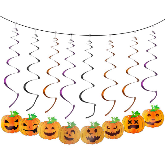 NGOKPYD 8PCS Halloween Party Decorations Halloween Ghost Pumpkin Banner Spiral Streamers, for Ceiling Doorway Wall Window Spooky Home Party Decor