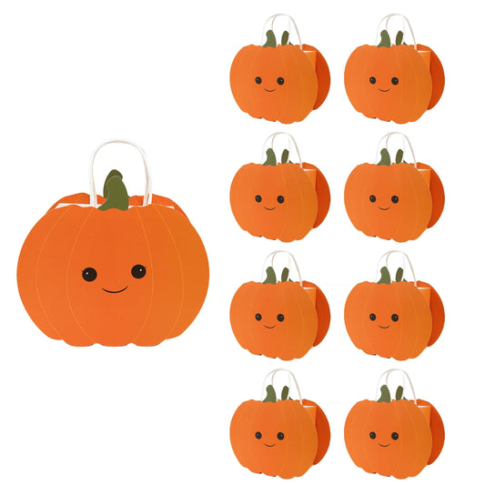 Cheerland Pumpkin Gift Bag Fall Party Favor Bags Cute Friendsgiving Goodie Treat Bag for Kids Birthday Baby Shower Autumn Theme Festival Harvest Thanksgiving Party Classroom Celebration Supplies 8pcs