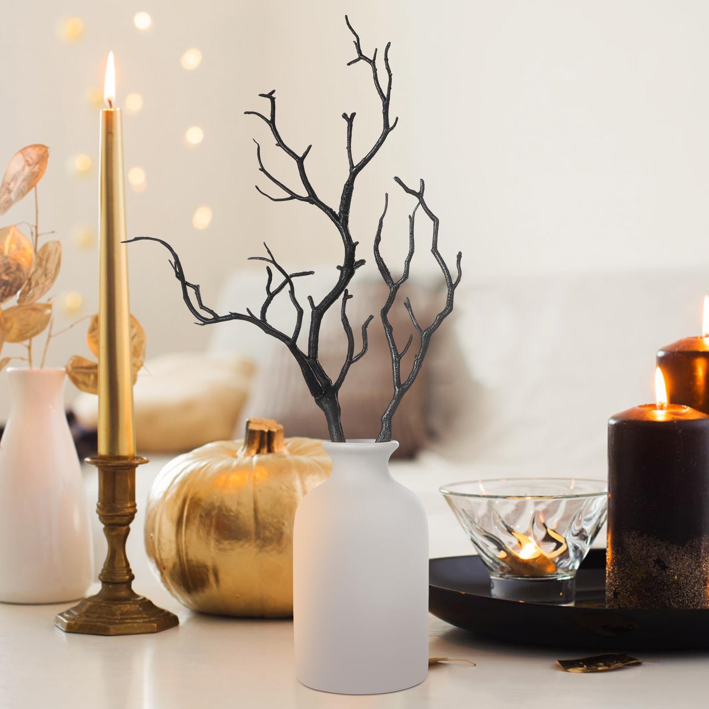 LIFKOME Artificial Antler Dried Tree Branches 13.76'' Art Witch Antler Branch Decorative Plant Twigs Plastic Dry Branches Decor for Wedding Halloween Party Home Supplies Black 4pcs