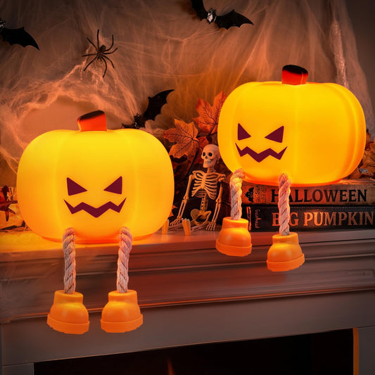 BrizLabs Halloween Night Light, 2 Pack Rechargeable Dimmable Pumpkin Night Light, Grinning Pumpkin Bedside Touch Lamp, Tap Control Nightlight for Baby Nursery Toddler Women Kids Desk Halloween Decor