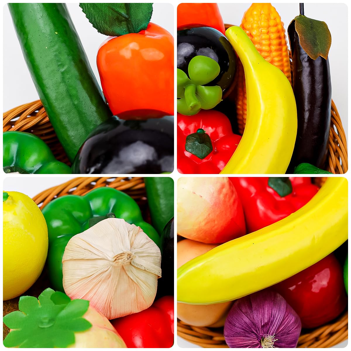 Meiwlong 16 Pcs Fake Vegetables,Realistic Artificial Vegetable & Fruits