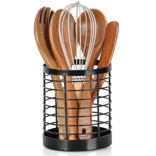IWNTWY Utensil Holder for Kitchen Counter, Stainless Steel Utensil Crock for Cooking Tools, Spatula, Silverware Forks, Knives, Spoons Countertop Organizer