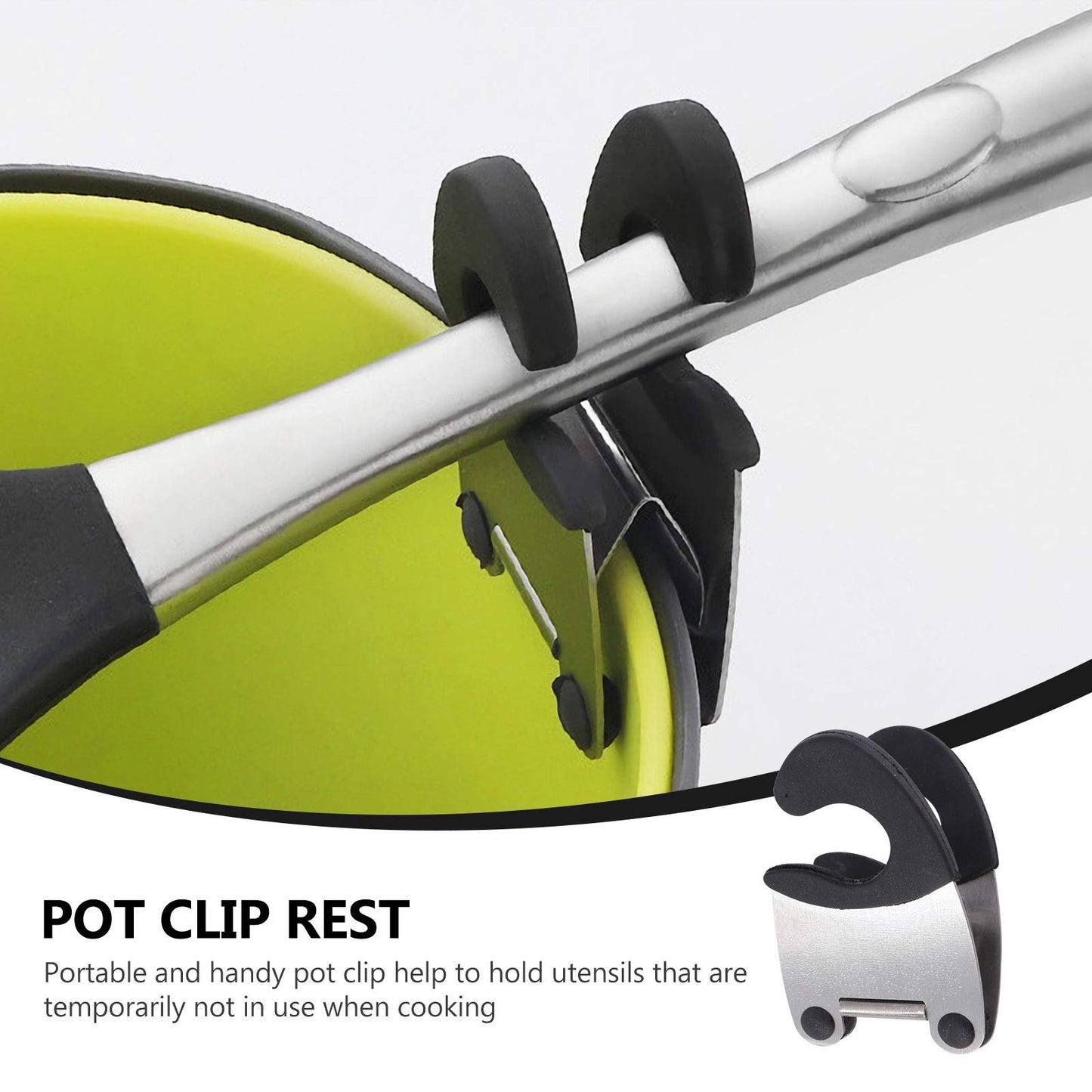 DOITOOL 2pcs Pot Clip Holder Utensil Pot Clip Spoon Rest Stainless Steel Kitchen Gadget for Restaurant Home Utensil Rest (Black)