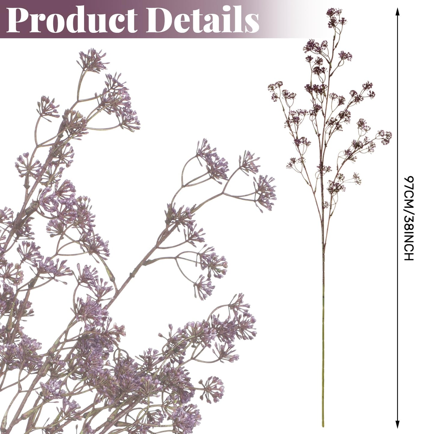Zeyune Faux Berry Stems Summer Artificial Dusty Plum Stem Soft Plum Sedum Berry Picks Branches Faux Spray for Home Wedding Holiday Seasonal Farmhouse Mantel DIY Home Decorations(5 Pcs,Purple)