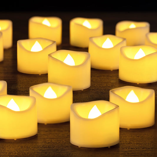 Yakpo 48 Pack 1.5" x 1.2" Tea Lights Battery Operated Votive Candles, Flameless Flickering LED Tealights Electric Outdoor Flicker Fake Tealight Candles Bulk for Wedding Halloween Christmas Decorations