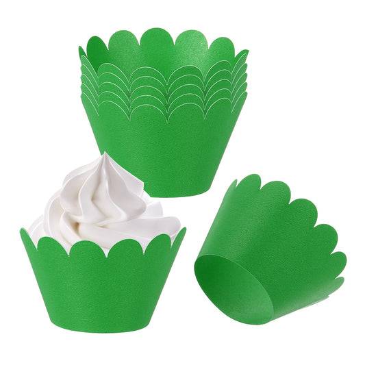 PATIKIL Cupcake Wrappers Paper, 50 Pack Baking Cups Standard Wave Decoration for Anniversary Birthday Weddings and Parties, Dark Green