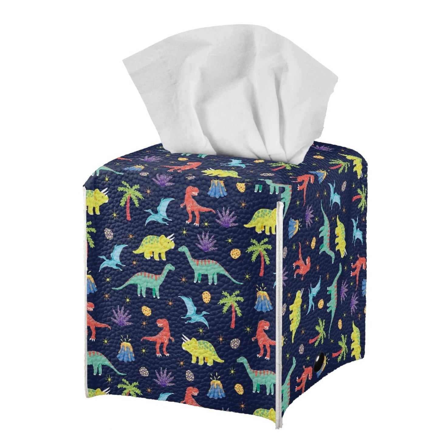 AFPANQZ Cartoon Dinosaur Tissue Box Covers Square Tissue Box Holder Organizers Leather PU Facial Paper Holder Case for Bathroom Night Stand Kids Room Decoration