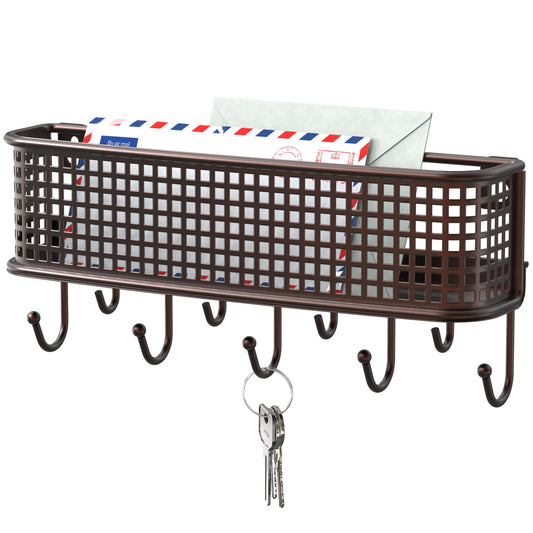 Deco Brothers Wall Key Holder and Mail Organizer, Bronze