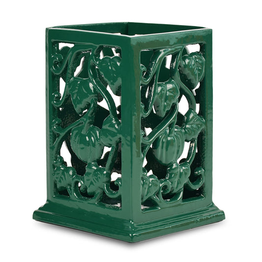 Minluful Utensil Holder for Kitchen Counter, Large Cast Iron Vintage Pumpkin Pattern Utensil Holder Cooking Tools Organizer Storage Crock, Green