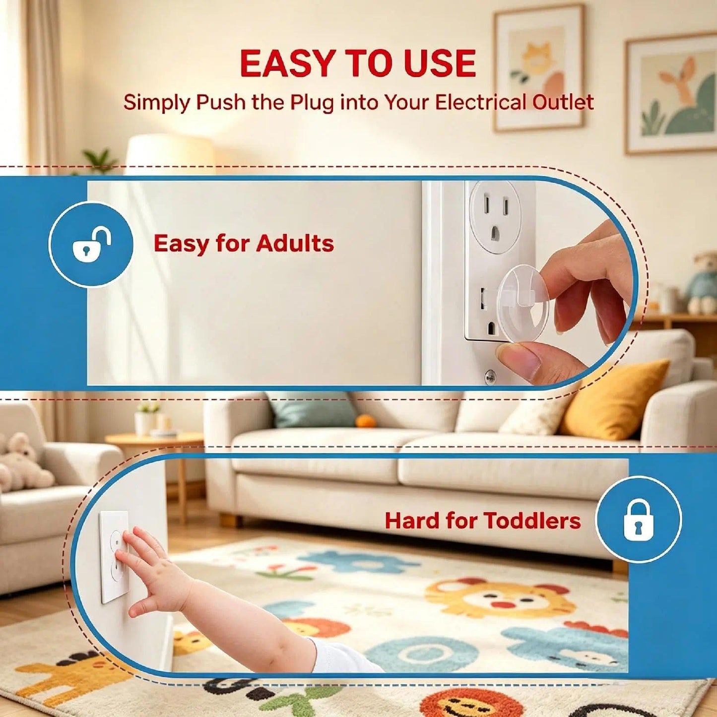 100 Pack Outlet Covers Baby Proofing Clear Outlet Covers Baby Safety Outlet Plug Covers Safe & Secure Electric Plug Protectors Sturdy Childproof Socket Covers for Home & Office