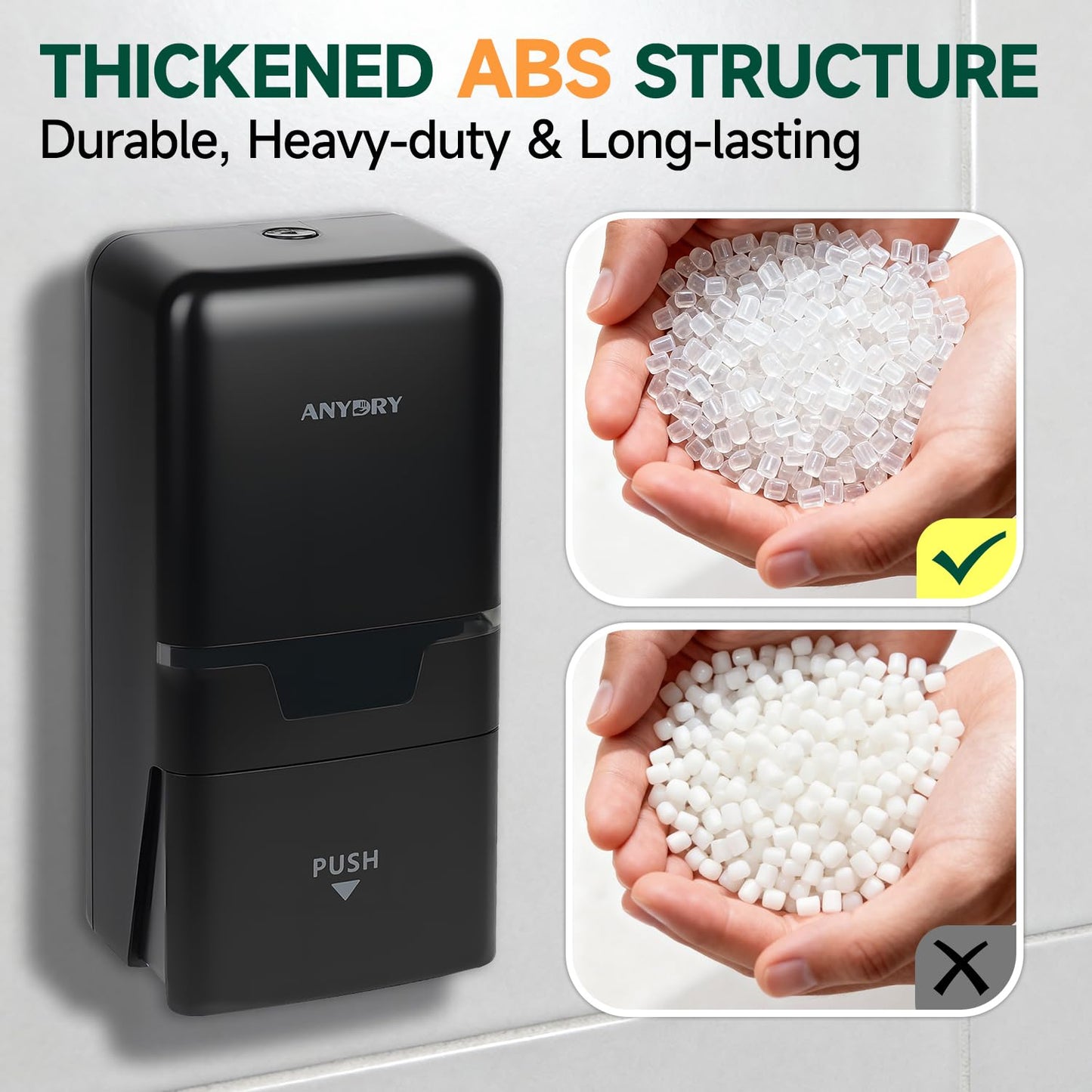 anydry Manual Liquid Soap Dispenser Wall Mount, 27oz (800 ml) Large Capacity for Commercial Bathroom