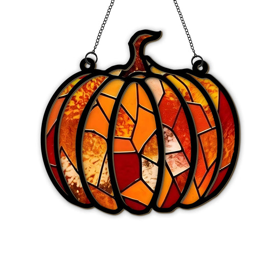 Pumpkin Christmas Ornament, Colorful Pumpkin Ornaments for Christmas Tree, Pumpkins Hanging Decor Suncatcher, Xmas Keepsake Home Decoration, Gifts for Pumpkins Lover, Family, Friends, Acrylic 6 Inches