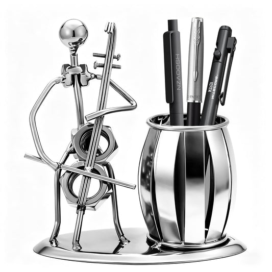 HSOOVZN Metal Pen Holder Cello Desktop Accessories Music Decor Pen Organizer Cool Pencil Cup For Music Gifts Kids Students Office Stationary