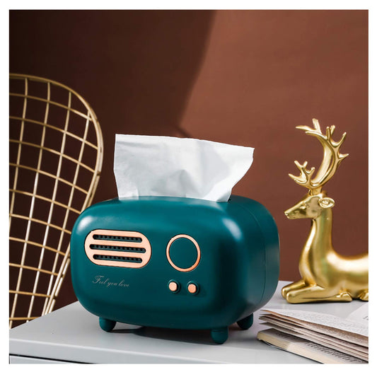 Retro Radio Shape Tissue Cover Box, Practical and Cute for Kitchen,Bathroom Vanity Countertops, Bedroom Dressers,Night Stands, Desks and Tables, Creative Gift (Retro Radio)