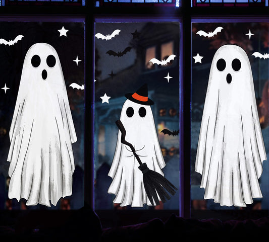 Large Halloween Window Clings Ghosts Silhouette for Glass Window Ghosts Window Stickers Decals Decorations