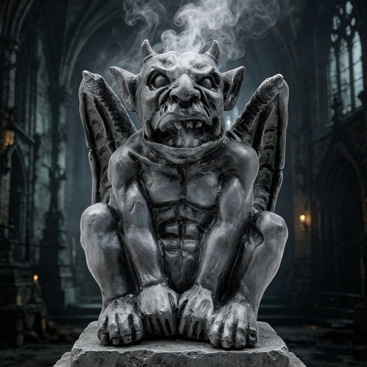 Gothic Gargoyle Incense Burner, Resin Demon Statue, Medieval Monster Figurine, Grey, 3.2 in. Tall, for 1x1 in. Cones, Halloween Decor