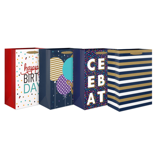 American Greetings 10" Medium Gift Bags for Birthdays and Celebrations (4-Bags)