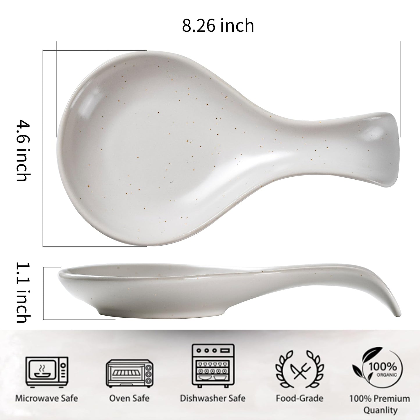 Caigmo Spoon Rest for Stove Top, Heat Resistant Ceramic Utensil Rest for Kitchen Countertop, Coffee Spoon Holder, Dishwasher Safe, White
