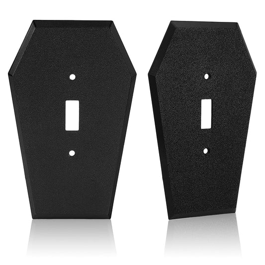 AHANDMAKER 2Pcs Light Switch Cover Decorative Outlet Covers Coffin Shape Wall Plates Switch Plate Covers for Home Decor Single Toggle Wall Plate for Decorator Receptacle Outlet, Black