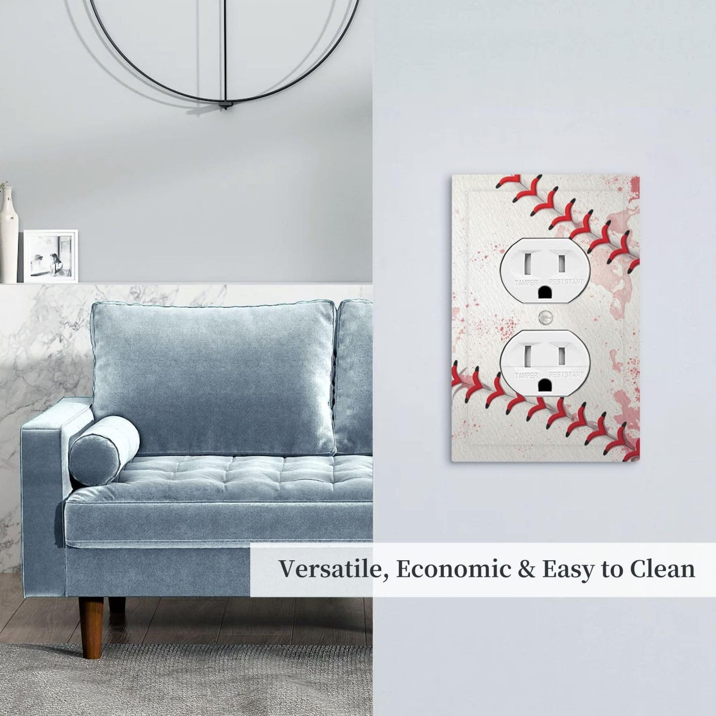 Wmhusu Outlet Covers Baseball Sports Ball Game 1 Gang Duplex Light Switch Cover Plate Decorative Wall Plates Electrical Switchplate Receptacle for Bathroom Bedroom Decor（2 Pack）