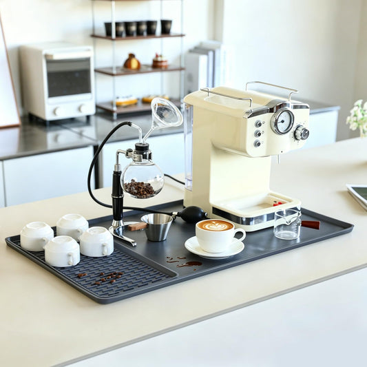 Caketime 2 In 1 Silicone Coffee Bar Mat Accessories Detachable Dish Drying Rug Rack Stone for Kitchen Counter Home Household Apartment Office Essentials Barista Espresso Machine Drainer Must Have