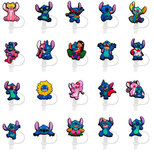 Cartoon Straw Covers Cap for Tumblers Cup, 20Pcs 10mm Diameter Straw Covers, Straw Tip Covers for Drinking Straws, Dust-Proof Reusable Straw Covers Accessories