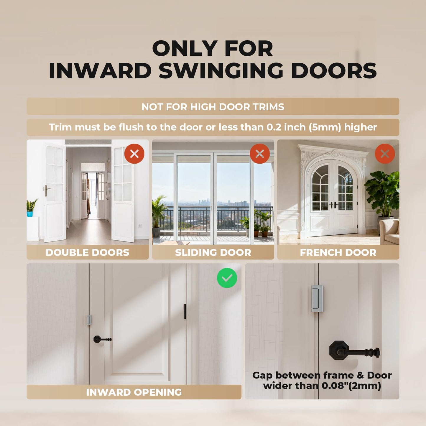 Steinwhale 3 Pack Home Security Door Reinforcement Lock, Childproof Safety Door Lock Latch Stopper, Removable Screw-Mounted, Prevent Home Unauthorized Entry, Aluminum Construction, Withstands 800 lbs