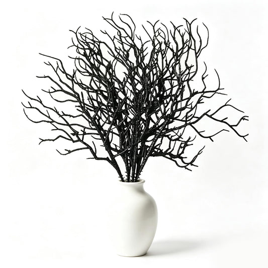 12PCS Black Manzanita Branches Halloween Artificial Antler Decorative Twigs Halloween Floral Stems Picks Black Dried Tree Branch for Vase Filler Gothic Wedding Table Centerpieces Home Party Supplies