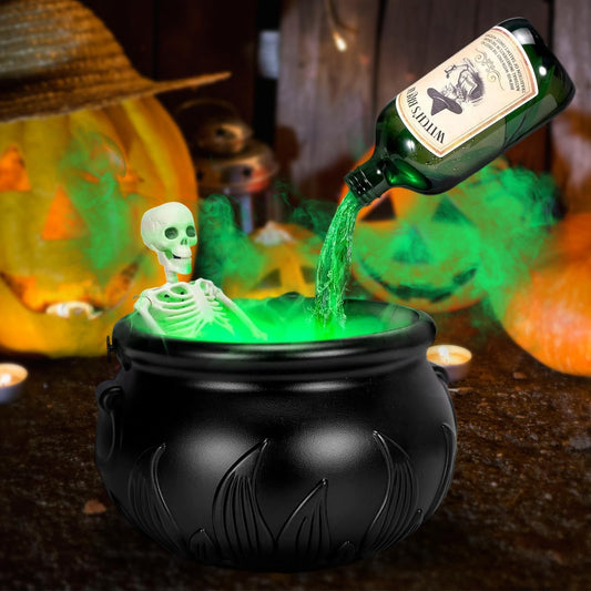 Halloween Decorations Indoor - DIY Floating Potion Set with Witches Cauldron and Mist Maker - Spooky Vintage Black Plastic Bowl Hocus Pocus Party Decor for Home Table Mantel Kitchen Room
