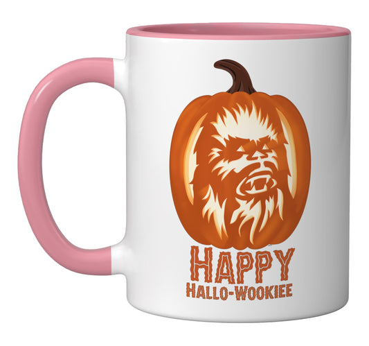 Star Wars Halloween "Happy Hallo-Wookiee" Chewbacca Pumpkin Ceramic Mug, Pink/White