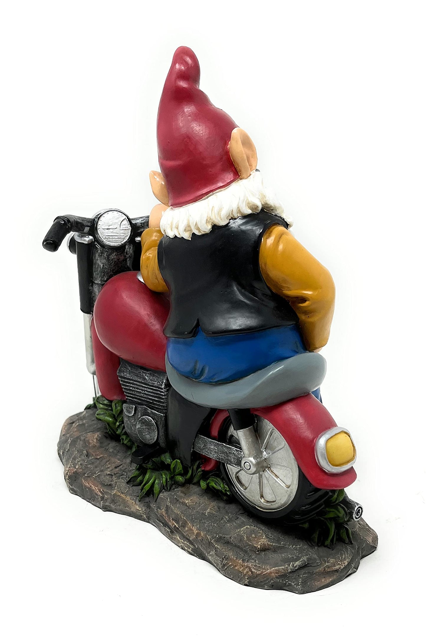 Nature's Mark Motorcycle Biker Gnome Posing with his Harley Resin Statue Figurine Home Decorative Accent Décor (9.45" H)