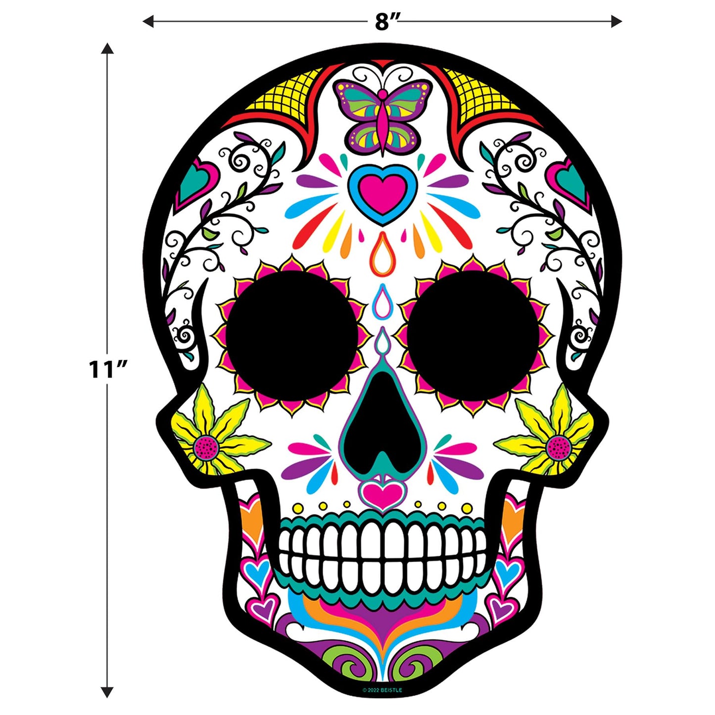 Beistle 6 Piece Corrugated Plastic Day of The Dead Decorations Sugar Skull Yard Signs for Dia De Los Muertos Party Supplies Celebrations, Made in USA Since 1900