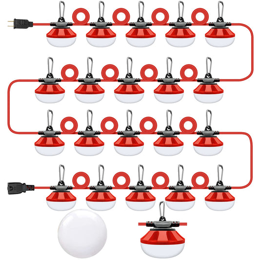 Muasdae 200FT LED Construction String Lights Temporary Lighting 20000LM Outdoor Construction Temporary Work Lights Super Bright,20 Medium Base Sockets Linkable Job Site Lighting Led Work Lights