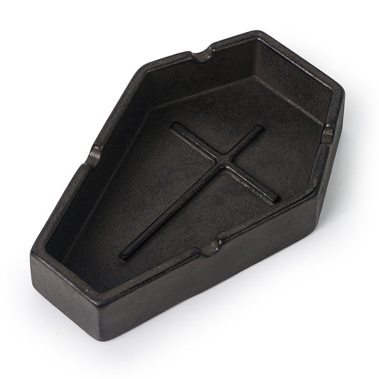 DreamsEden Metal Cute Ashtray, Coffin Decorative Cool Fun Gift for Smoker Men Small Portable Heavy Metal Cigarette Ashtray, Vintage Gothic Home Decor