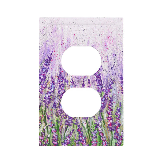 Outlet Cover Plate Decorative Wall Plates Lavender Flower 1 Gang Electrical Socket Covers Purple Faceplate for Farm House Bedroom Kitchen Living Room Plastic Decora
