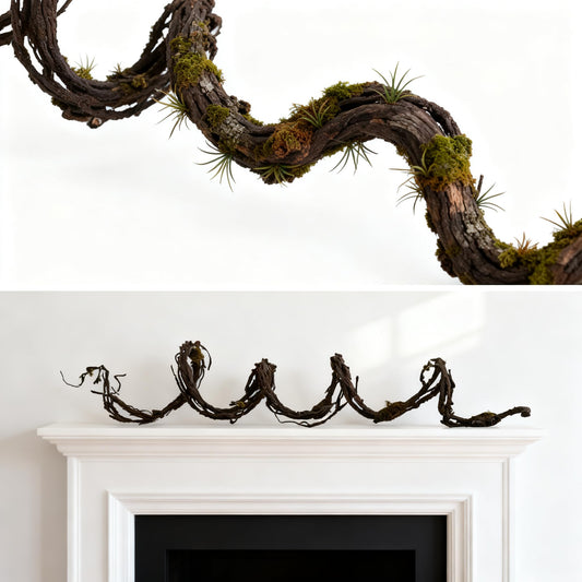 Calolin 98 in Bendable Artificial Tree Vines with Moss, Fake Plants Twigs Wall Hanging Decoration Garland, Realistic Twig Branch for Home Garden Wedding Wall Door Decoration